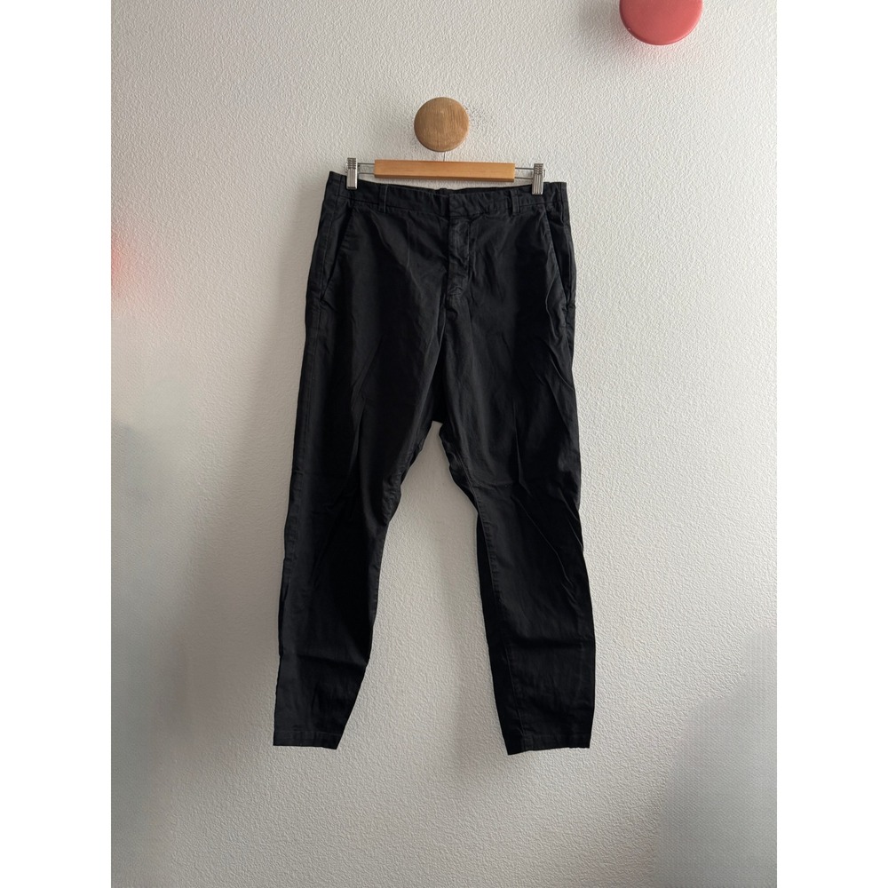 Nili Lotan Paris Pant Black Stretch Cotton Tapered Drop Crotch Trousers Size 2